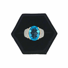 Load image into Gallery viewer, 14ky Oval Blue Topaz &amp; Diamond Fashion Ring
