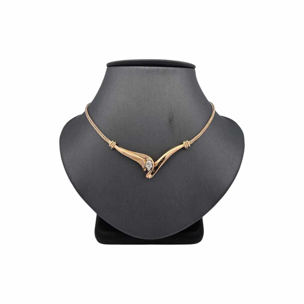 14K Yellow Gold 0.50ct Marquise Solitaire Station Necklace (J/VS2)