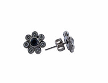 Load image into Gallery viewer, 14K FLOWER SAPPHIRE AND DIAMOND EARRING
