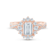 Load image into Gallery viewer, 14k Emerald Cut Halo Diamond Infinity Engagement Ring
